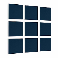 Wall object squares 9 pieces sound insulation, DARK BLUE - sound absorber - elements made of Basotect ® G+