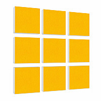 Wall object squares 9 pieces sound insulation, SUNNY YELLOW - sound absorber - elements made of Basotect ® G+