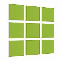 Wall object squares 9 pieces sound insulation, LIGHT GREEN - sound absorber - elements made of Basotect ® G+