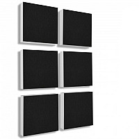 Wall object squares 6 pieces sound insulation, BLACK - sound absorber - elements made of Basotect ® G+