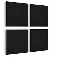 Wall object squares 4 pieces sound insulation, BLACK - sound absorber - elements made of Basotect ® G+