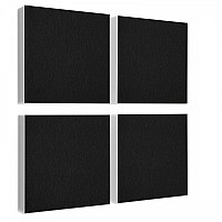 Wandbild Quadrate 4-tlg. Schalldämmung, SCHWARZ - Schallabsorber - Elemente aus Basotect ® G+