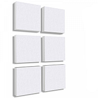 Wall object squares 6 pieces sound insulation, WHITE - sound absorber - elements made of Basotect ® G+