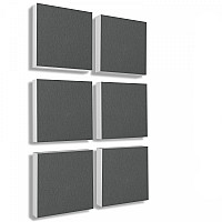 Wall object squares 6 pieces sound insulation, GRANITE GREY - sound absorber - elements made of Basotect ® G+