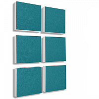 Wall object squares 6 pieces sound insulation, PETROL - sound absorber - elements made of Basotect ® G+