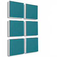Wandbild Quadrate 6-tlg. Schalldämmung, PETROL - Schallabsorber - Elemente aus Basotect ® G+