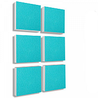 Wall object squares 6 pieces sound insulation, TURQUOISE - sound absorber - elements made of Basotect ® G+