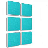 Wandbild Quadrate 6-tlg. Schalldämmung, TÜRKIS - Schallabsorber - Elemente aus Basotect ® G+