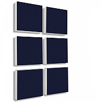Wall object squares 6 pieces sound insulation, DARK BLUE - sound absorber - elements made of Basotect ® G+