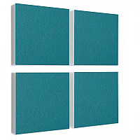 Wall object squares 4 pieces sound insulation, PETROL - sound absorber - elements made of Basotect ® G+