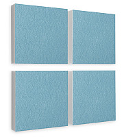 Wall object squares 4 pieces sound insulation, LIGHT BLUE - sound absorber - elements made of Basotect ® G+
