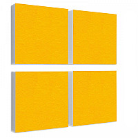 Wandbild Quadrate 4-tlg. Schalldämmung, SONNENGELB - Schallabsorber - Elemente aus Basotect ® G+