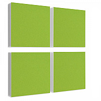 Wandbild Quadrate 4-tlg. Schalldämmung, HELLGRÜN - Schallabsorber - Elemente aus Basotect ® G+