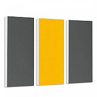 Sound absorber set Colore made of Basotect G+< 3 elements > granite grey + sunny yellow