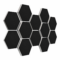 12 Absorber Wabenform aus Basotect ® G+ / Colore SCHWARZ BigPack / je 4 Stück 30/50/70mm