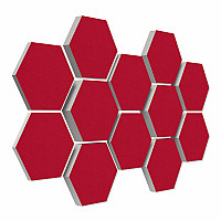 12 honeycomb absorbers made of Basotect ® G+ / Colore BORDEAUX BigPack / 4 each 300 x 300 x 30/50/70mm