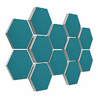 12 Absorber Wabenform aus Basotect ® G+ / Colore PETROL BigPack / je 4 Stück 30/50/70mm