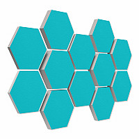 12 Absorber Wabenform aus Basotect ® G+ / Colore TÜRKIS BigPack / je 4 Stück 30/50/70mm