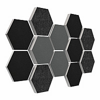 12 Absorber Wabenform aus Basotect ® G+ / Colore Multicolor SET 003 / je 4 Stück 30/50/70mm