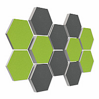 12 honeycomb absorbers made of Basotect ® G+ / Colore MULTICOLOR BigPack Set 002/ 4 each 300 x 300 x 30/50/70mm