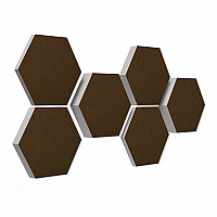 6 Absorber Wabenform aus Basotect ® G+ / Colore Schoko / je 2 Stück 300 x 300 x 30/50/70mm