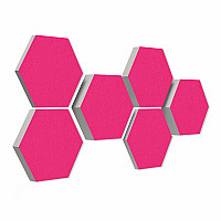 6 Absorber Wabenform aus Basotect ® G+ / Colore Fuchsia / je 2 Stück 300 x 300 x 30/50/70mm