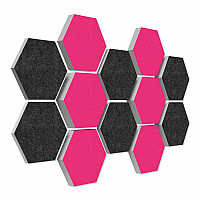 12 honeycomb absorbers made of Basotect ® G+ / Colore BigPack / 4 each 300 x 300 x 30/50/70mm Fuchsia + Anthracite