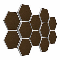 12 Absorber Wabenform aus Basotect ® G+ / Colore  BigPack / je 4 Stück 30/50/70mm Schoko