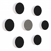 7 Acoustic sound absorbers made of Basotect ® G+ / Circular Colore-Set Black + Granite Grey