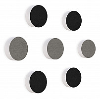 7 Acoustic sound absorbers made of Basotect ® G+ / Circular Colore-Set Black + Granite Grey