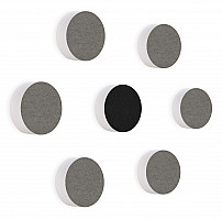7 Akustik Schallabsorber aus Basotect ® G+ / Kreis Colore-Set Granitgrau + Schwarz
