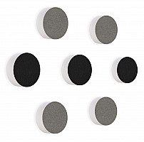 7 Acoustic sound absorbers made of Basotect ® G+ / Circular Colore-Set Granite Grey + Black