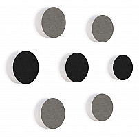 7 Akustik Schallabsorber aus Basotect ® G+ / Kreis Colore-Set Granitgrau + Schwarz