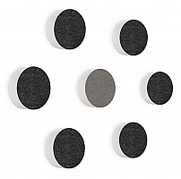7 Acoustic sound absorbers made of Basotect ® G+ / Circular Colore-Set Anthracite + Granite Grey