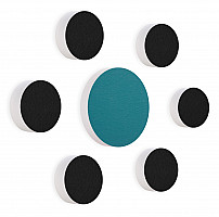 7 Acoustic sound absorbers made of Basotect ® G+ / Circular Colore-Set black + teal