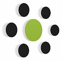 7 Acoustic sound absorbers made of Basotect ® G+ / Circular Colore-Set black + light green