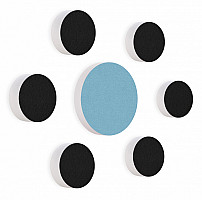 7 Acoustic sound absorbers made of Basotect ® G+ / Circular Colore-Set black + light blue
