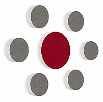 7 Acoustic sound absorbers made of Basotect ® G+ / Circular Colore-Set granite grey + bordeaux