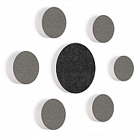 7 Acoustic sound absorbers made of Basotect ® G+ / Circular Colore-Set granite grey - anthracite